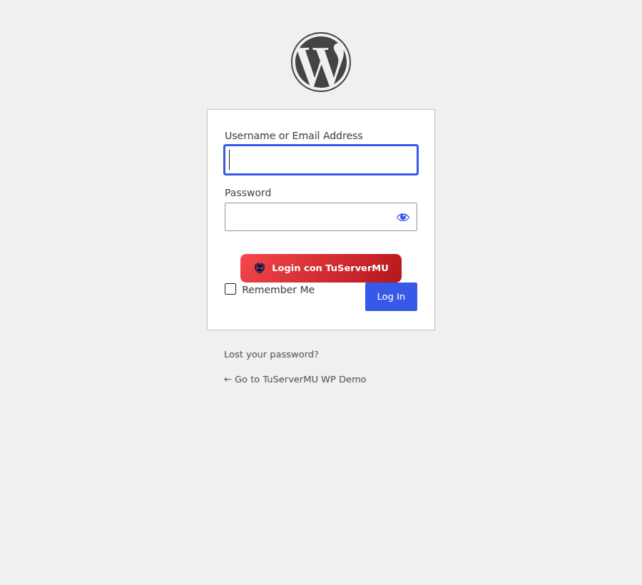 Login con TuServerMU for WordPress
